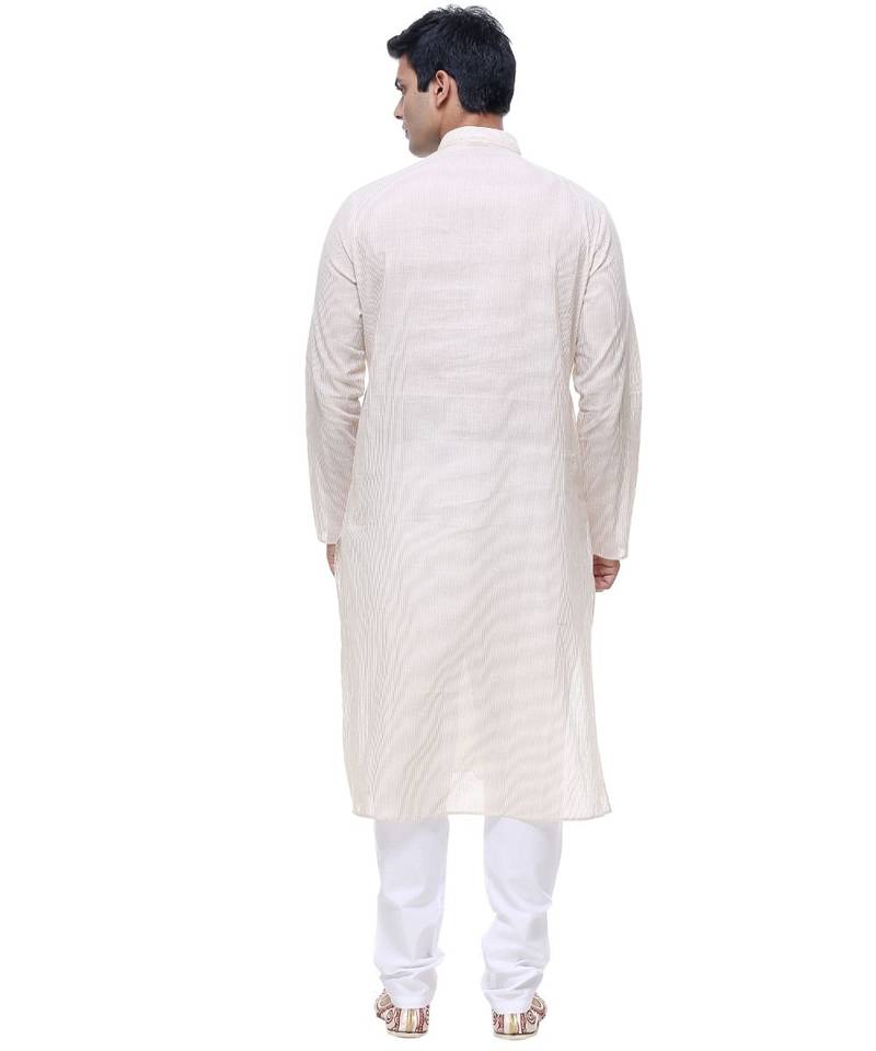 White Embroidered Cotton Sherwani