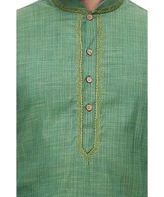 Green Embroidered Cotton Sherwani 2
