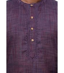 Purple Embroidered Cotton Sherwani