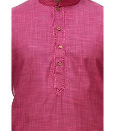 Pink Embroidered Cotton Sherwani
