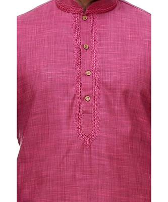 Pink Embroidered Cotton Sherwani 2
