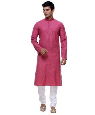 Pink Embroidered Cotton Sherwani 1