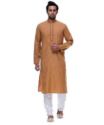Gold Embroidered Cotton Sherwani 1