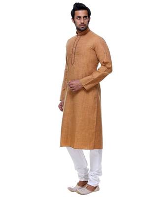 Gold Embroidered Cotton Sherwani 3