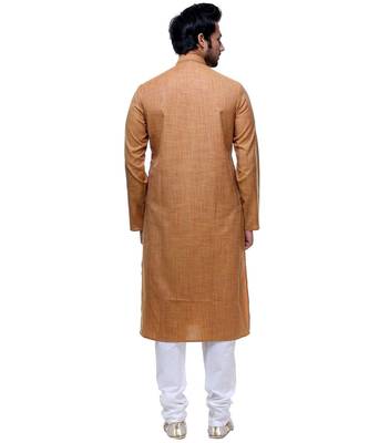 Gold Embroidered Cotton Sherwani 5
