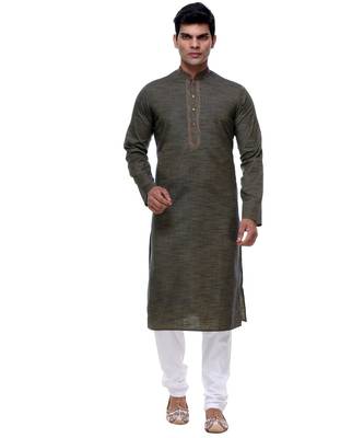Green Embroidered Cotton Sherwani 1