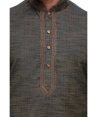 Green Embroidered Cotton Sherwani 2