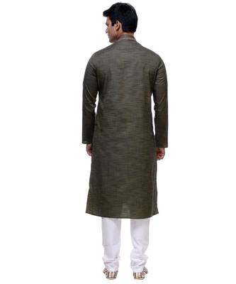 Green Embroidered Cotton Sherwani 5