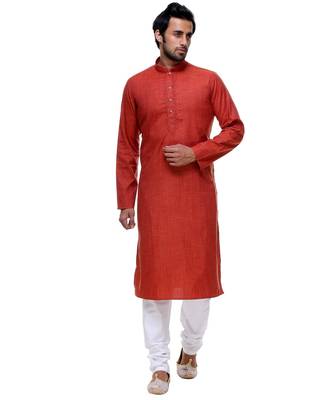 Maroon Embroidered Cotton Sherwani 1