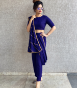 Purple Dhoti Crop top set 