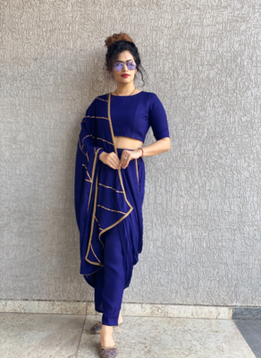 Purple Dhoti Crop top set  2