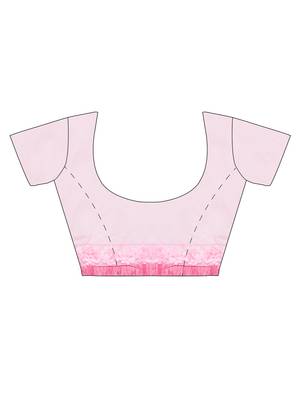Pink embroidered georgette saree with blouse 4