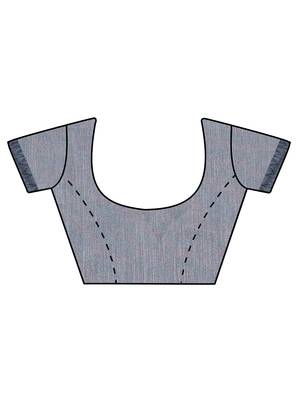 Grey embroidered georgette saree with blouse 4