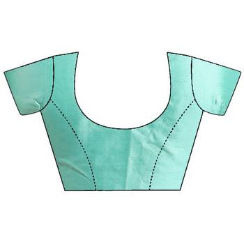 Green woven silk blend saree with blouse 3