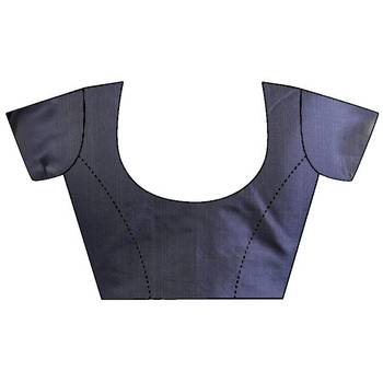 Navy Blue Woven Silk Blend Saree With Blouse 3