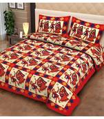 Jaipuri printed 100% Pure Cotton Queen Size Double Bedsheet with 2 pillow covers.