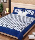 Dreamy Zone Blue Printed King Size Bedsheet with 2 Pillow Cover