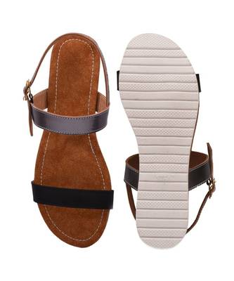 Women Black & Grey Slingback Sandals 3
