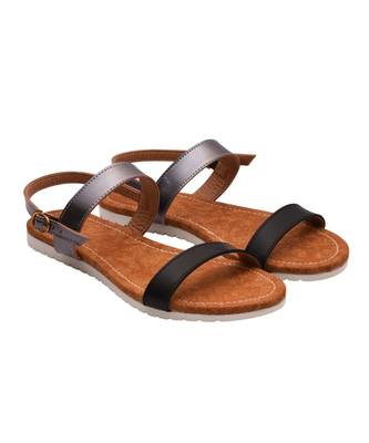 Women Black & Grey Slingback Sandals 1