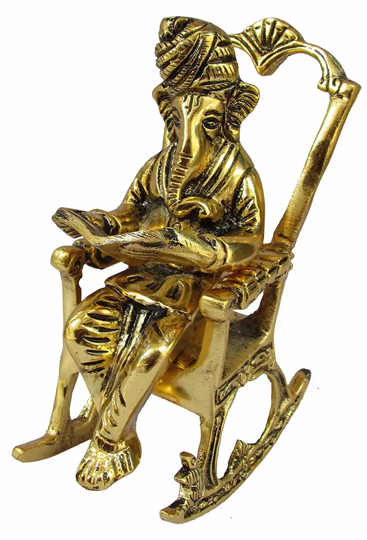 Lord Ganesha Statue Sitting On A Chair and Reading