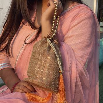 Gold Handcrafted Silk Potli 1