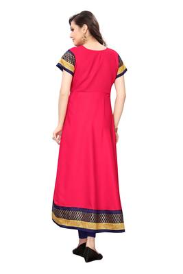 Peach plain rayon long-kurtis 2