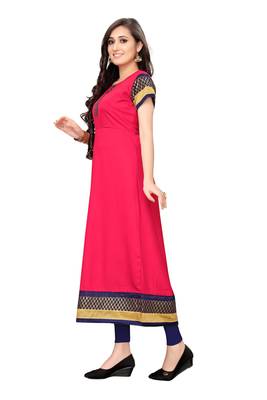 Peach plain rayon long-kurtis 3