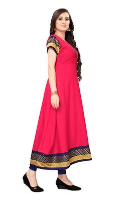 Peach plain rayon long-kurtis 4