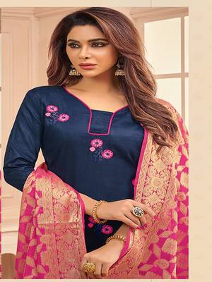 Navy-blue embroidered cotton salwar 2