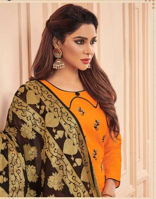 Orange embroidered cotton salwar 2