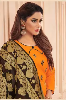 Orange embroidered cotton salwar