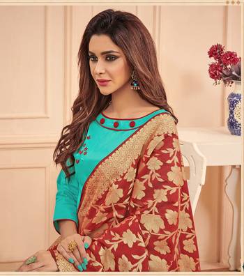 Turquoise embroidered cotton salwar 2