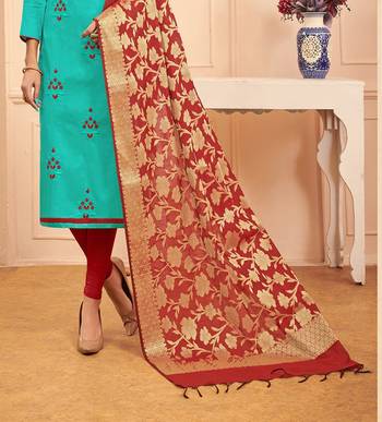 Turquoise embroidered cotton salwar 3