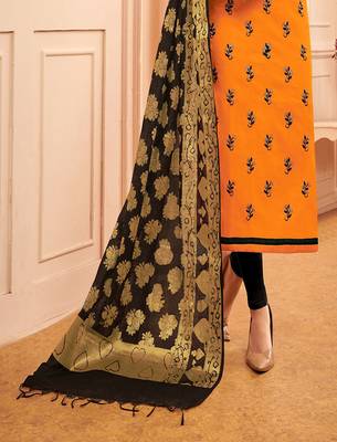 Orange embroidered cotton salwar 3