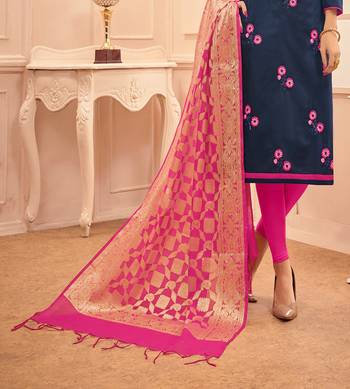 Navy-blue embroidered cotton salwar 3