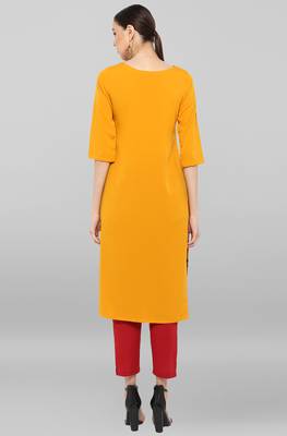 Janasya Mustard plain crepe ethnic-kurtis 5