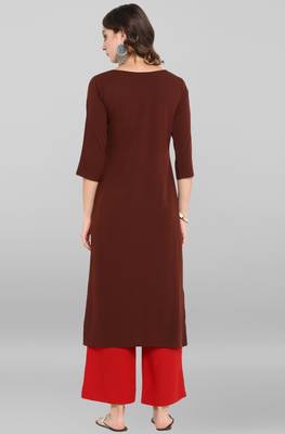 Janasya Brown printed crepe ethnic-kurtis 5