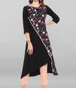 Black printed crepe ethnic kurtis