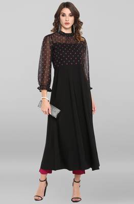 Black printed crepe ethnic kurtis 2