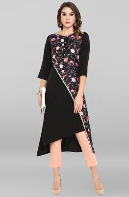 Black printed crepe ethnic kurtis 2