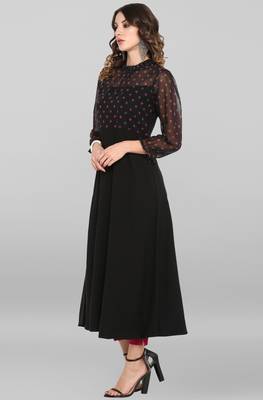 Black printed crepe ethnic kurtis 3