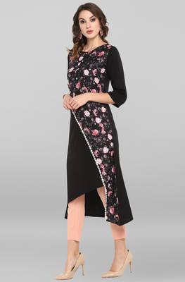 Black printed crepe ethnic kurtis 3