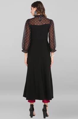 Black printed crepe ethnic kurtis 5