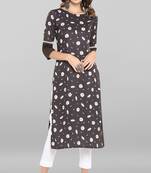 Janasya Grey printed crepe ethnic-kurtis