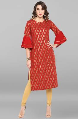Red printed crepe ethnic kurtis 2