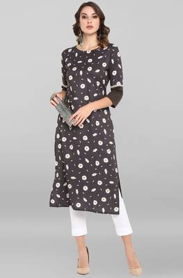 Janasya Grey printed crepe ethnic-kurtis 2