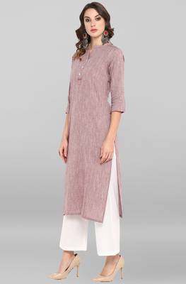 Wine plain cotton ethnic kurtis 3