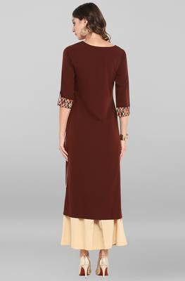 Janasya Brown plain crepe ethnic kurtis 5