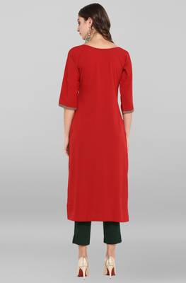 Janasya Red printed crepe ethnic-kurtis 5