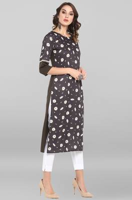 Janasya Grey printed crepe ethnic-kurtis 4